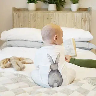 Bunny Rabbit Back Watercolour Baby Sleepsuit